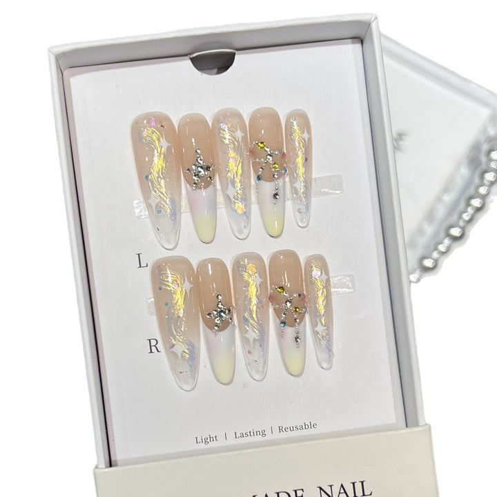 Elegante Glitzernde Lange Stiletto Press-On Nägel