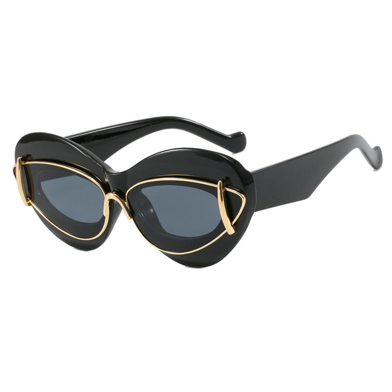 Damen extravagante Katzenaugen-Sonnenbrille Karnz