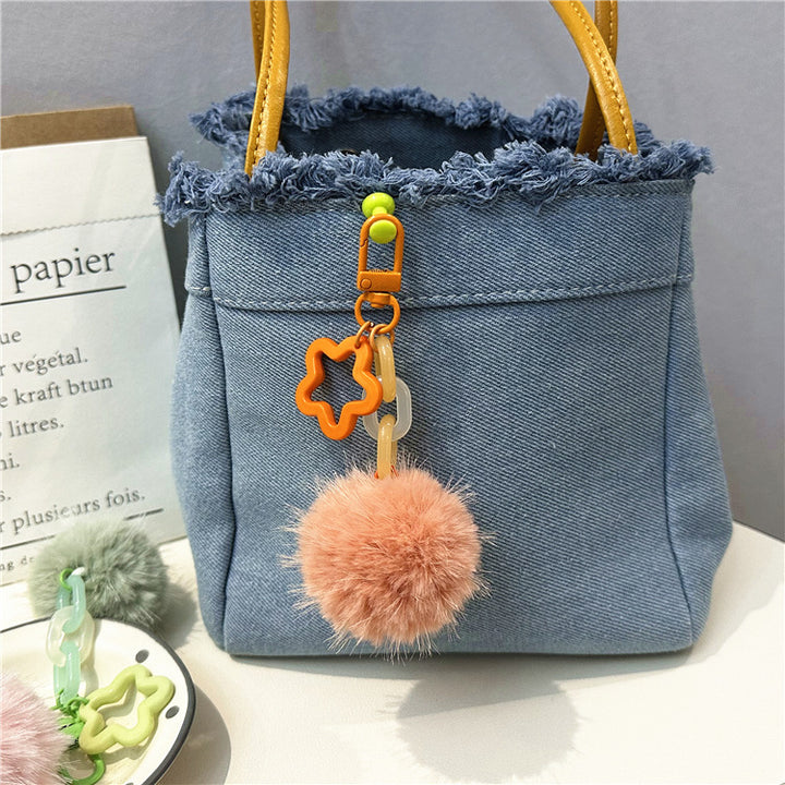 Niedlicher Flauschiger Pom-Pom Schlüsselanhänger Karnz