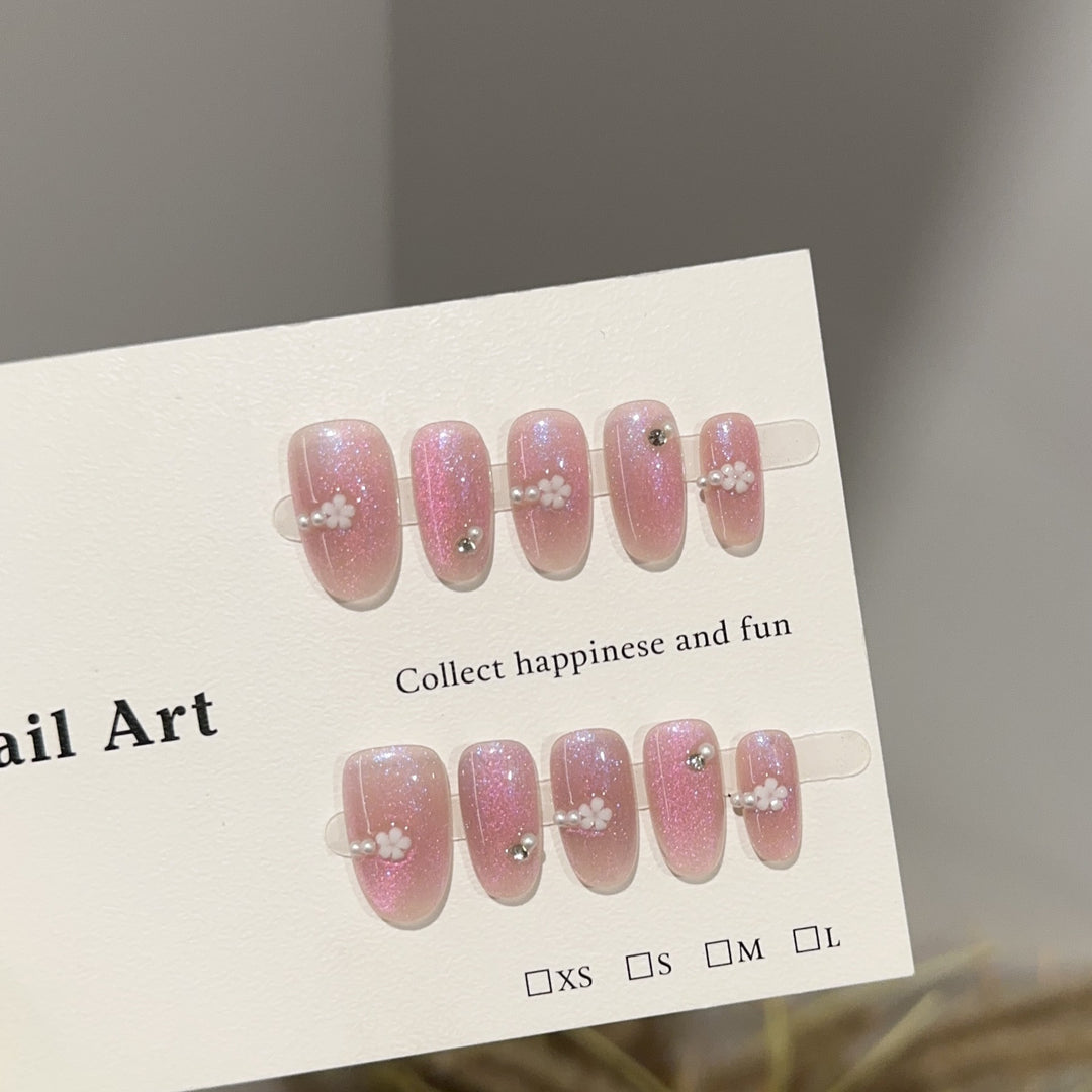Blumenverziertes Press-On-Nagelkunst-Set