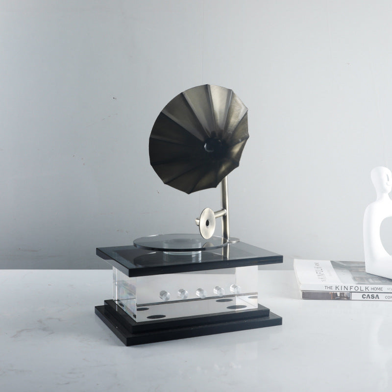 Vintage Dekorative Grammophon Skulptur