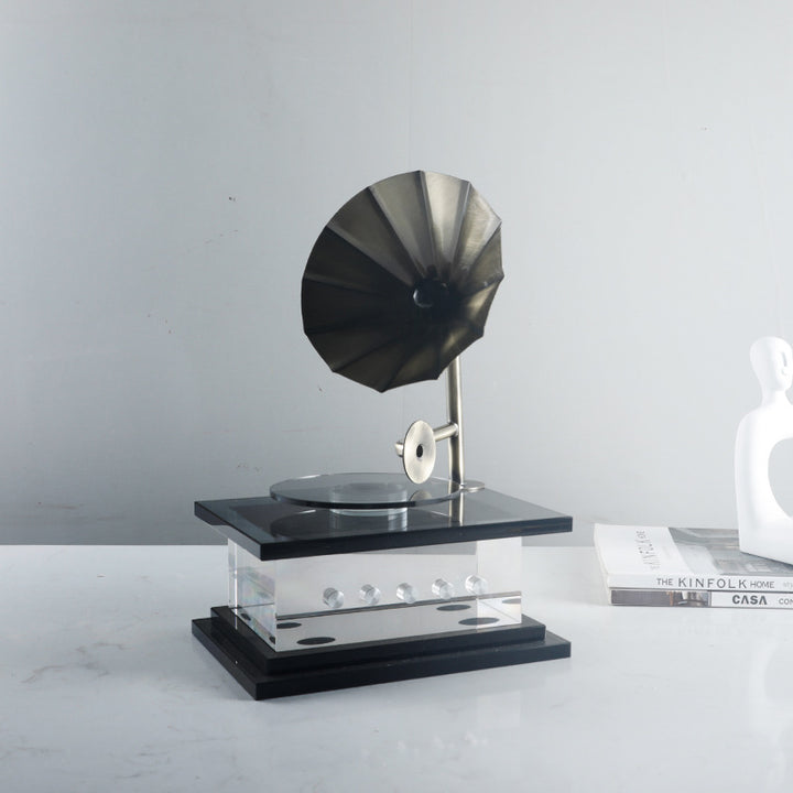 Vintage Dekorative Grammophon Skulptur