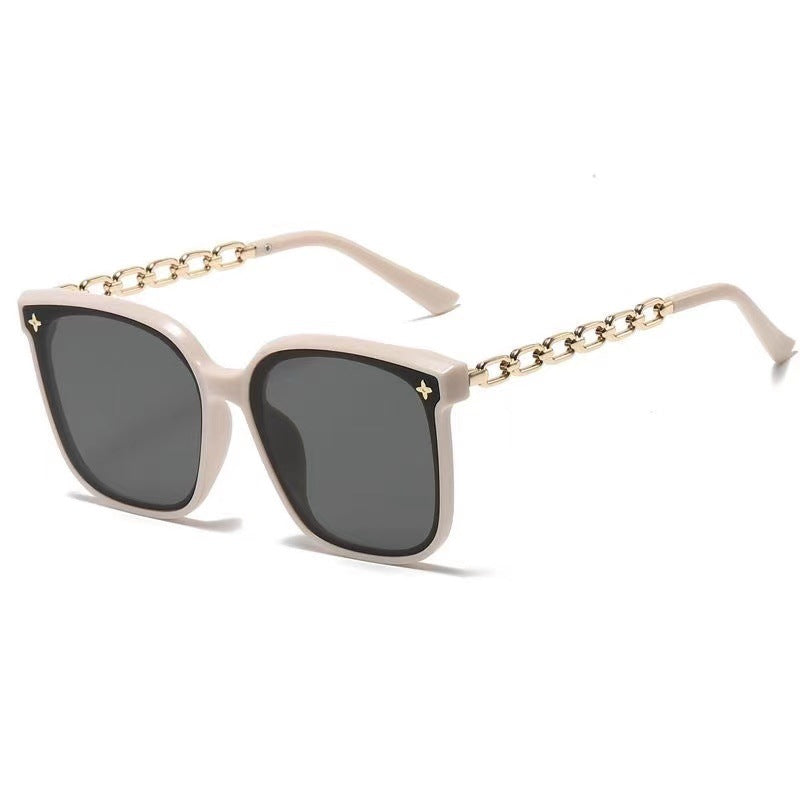 Damen extragroße Sonnenbrille mit modischem Kettenrahmen Karnz