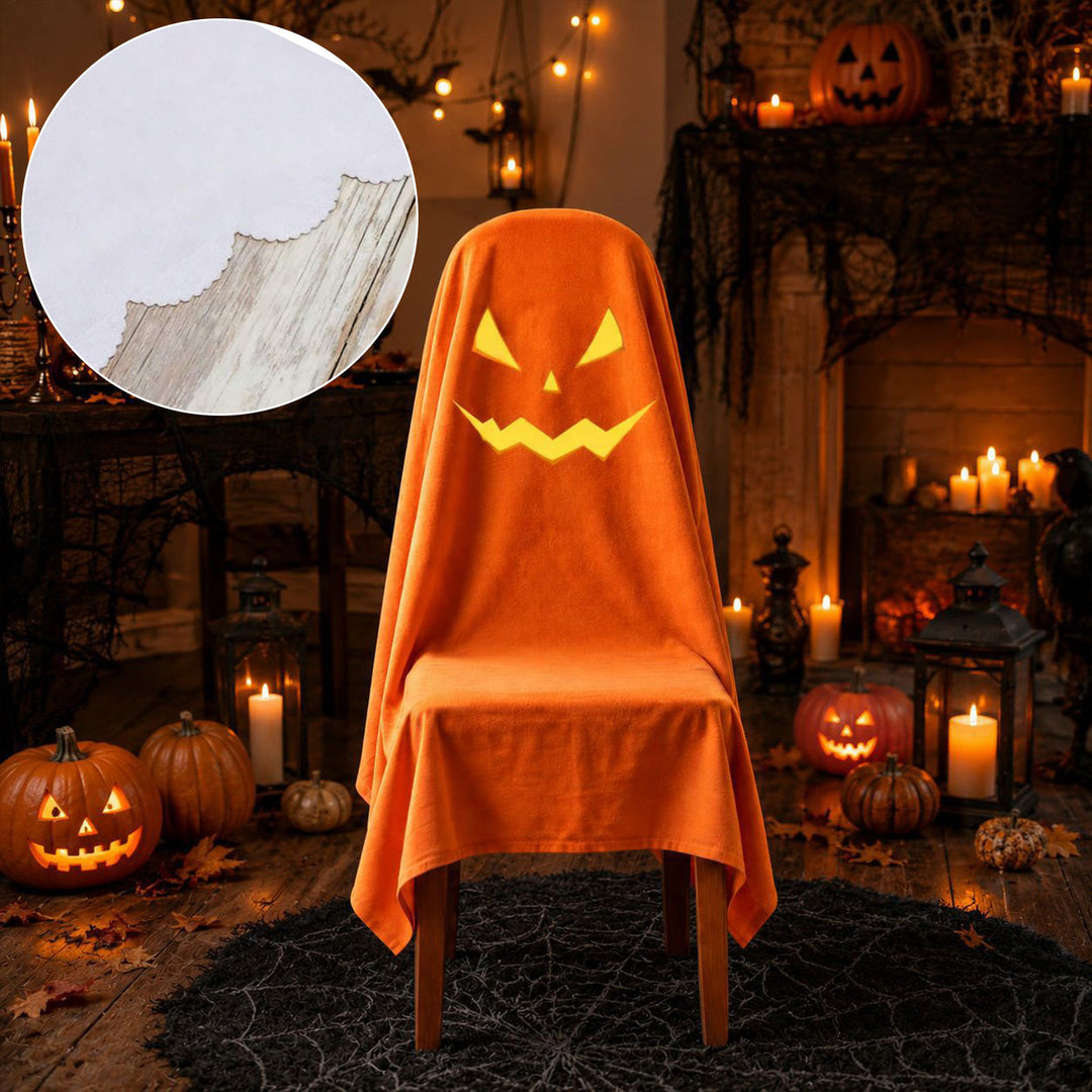 Halloween Stuhlhusse aus Baumwolle mit gespenstischem Gesicht und gezacktem Saum