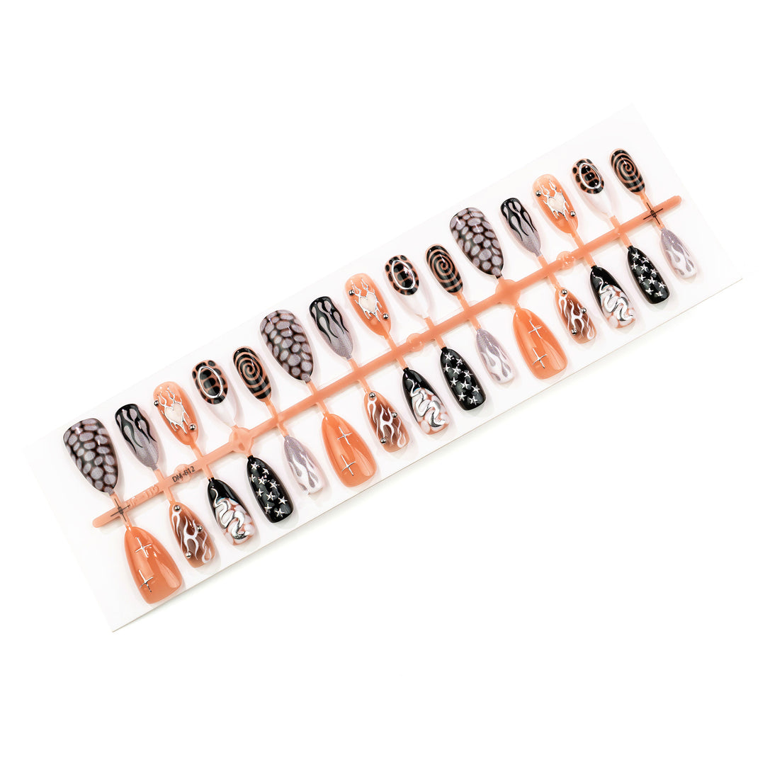 Künstlerisches Flame-Design Press-On Nagelset