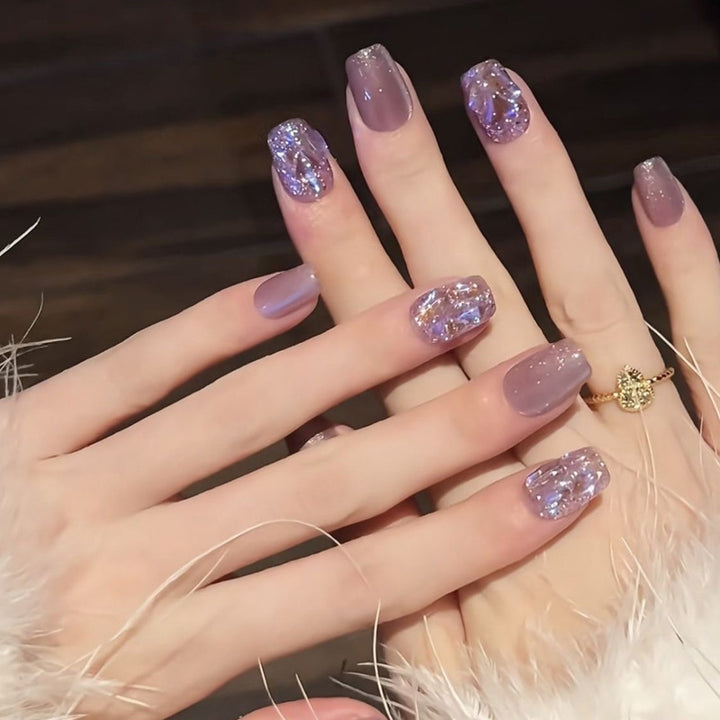 Glitzerndes Acryl Press-On Nagelset Karnz