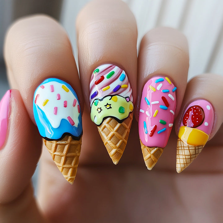 Kunstvolle Eiscreme Nagelkunst Karnz