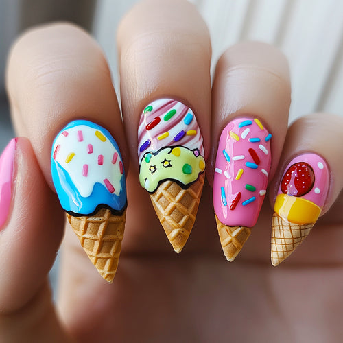 Kunstvolle Eiscreme Nagelkunst Karnz