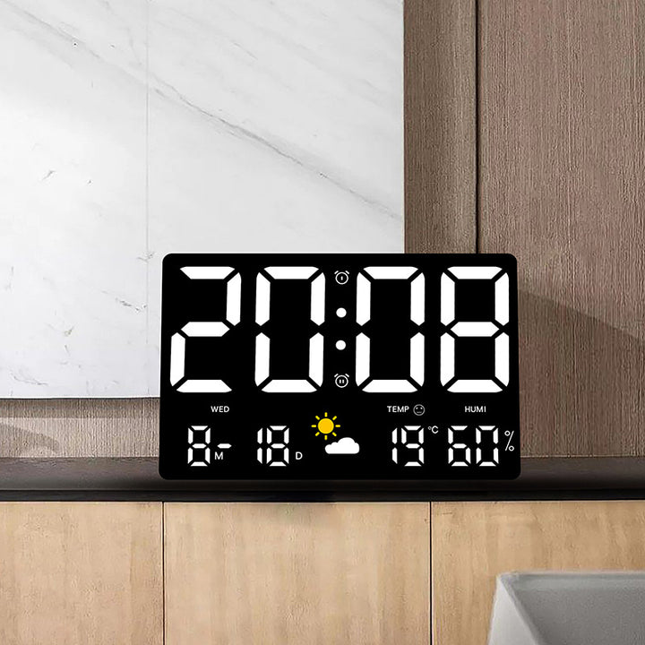Digitale Wanddekorationsuhr mit Temperatur- und Feuchtigkeitsanzeige Karnz