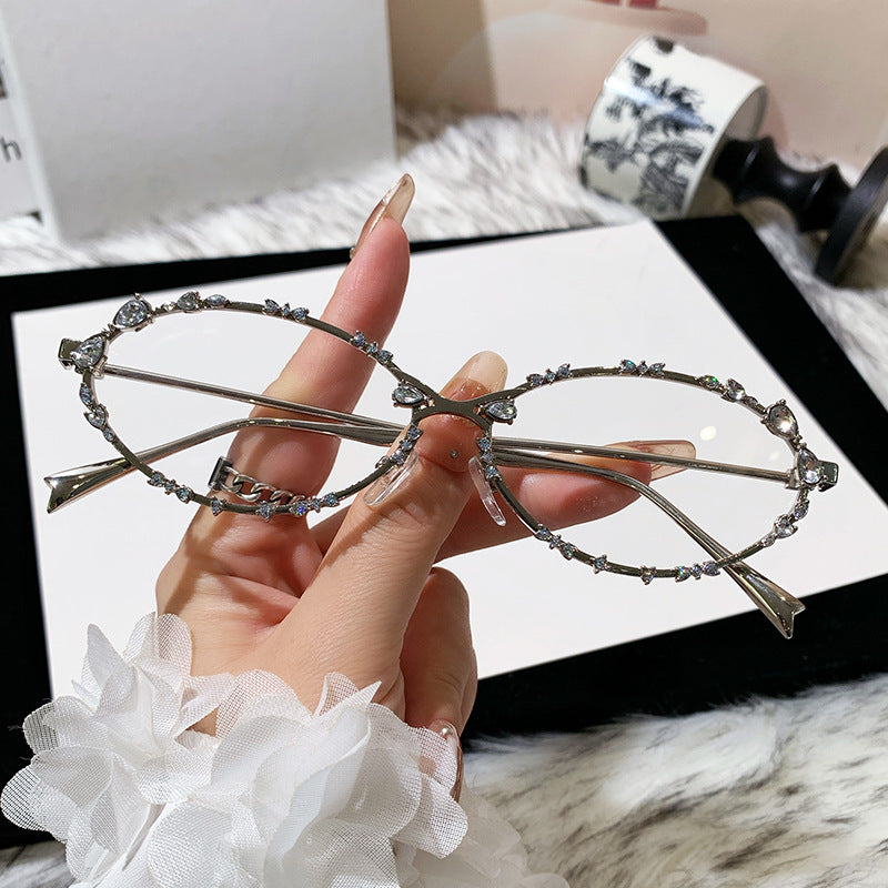 Damen exklusive Sonnenbrille mit funkelndem Strass-Besatz und elegantem Metallrahmen Karnz