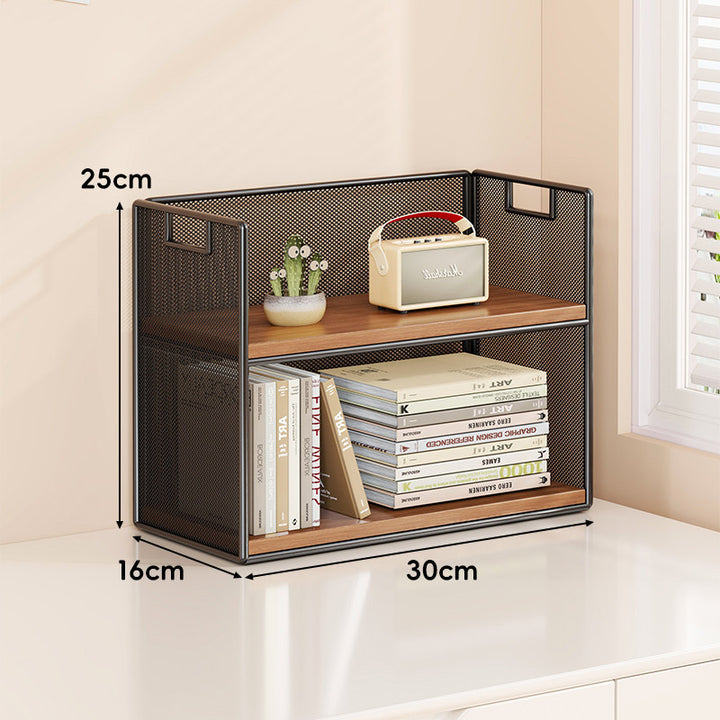 Mesh Stufiger Desktop-Organizer-Regal mit Griffausschnitten