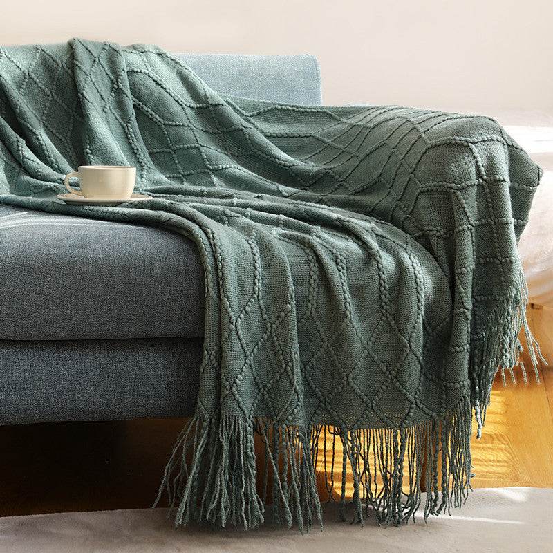 Strukturierte gestrickte Wurfdecke