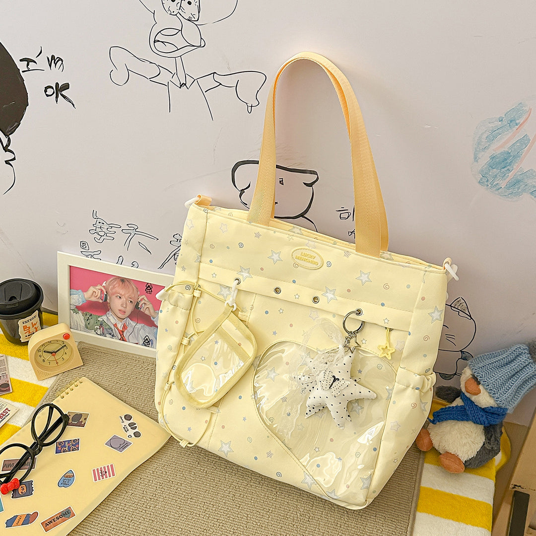 Stylische Multi-Taschen Stern-Applikation Rucksack Karnz