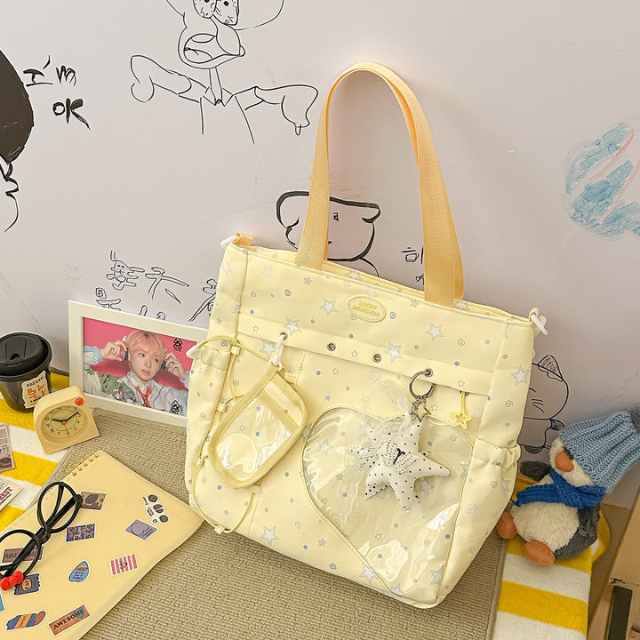 Stylische Multi-Taschen Stern-Applikation Rucksack Karnz
