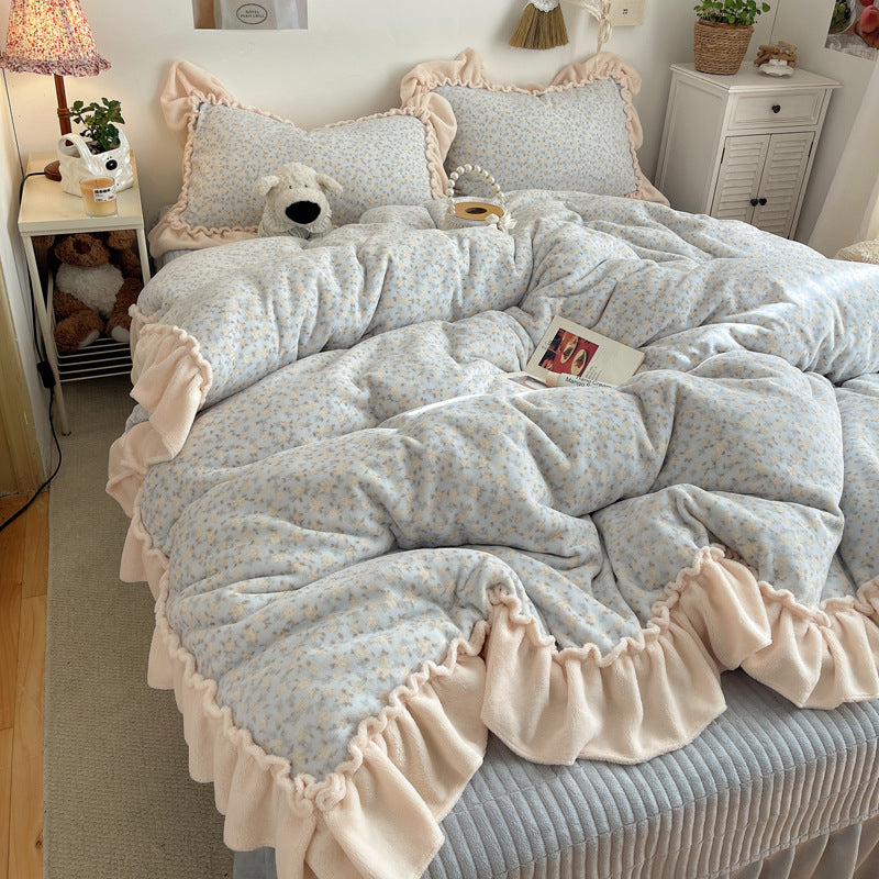 Plüsch Floral Rüsch Komfortbett-Set