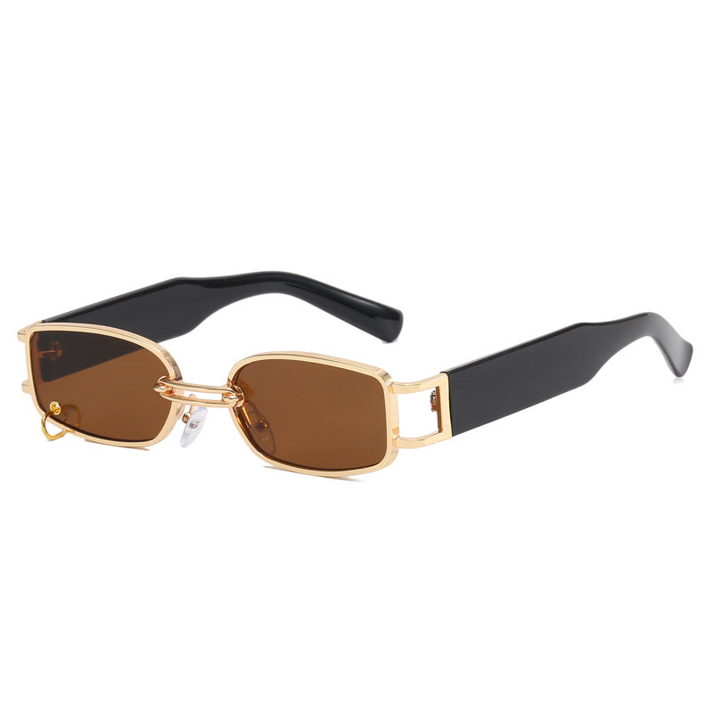 Damen modische Sonnenbrille mit innovativem rechteckigem Design und elegante Metallakzenten Karnz