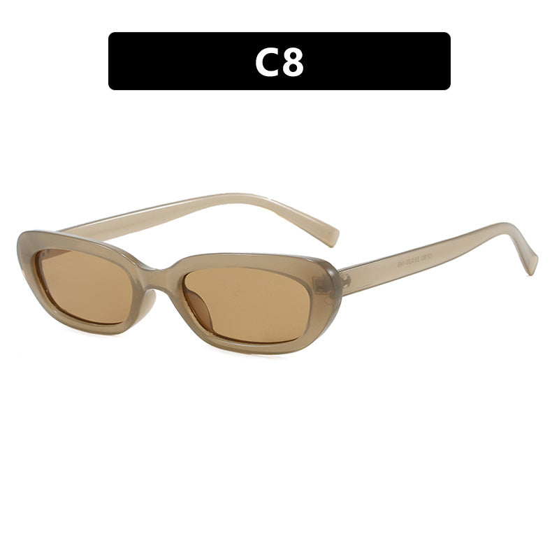 Damen modische Katzenaugen-Sonnenbrille mit transparentem Kunststoffrahmen und UV-Schutz Karnz