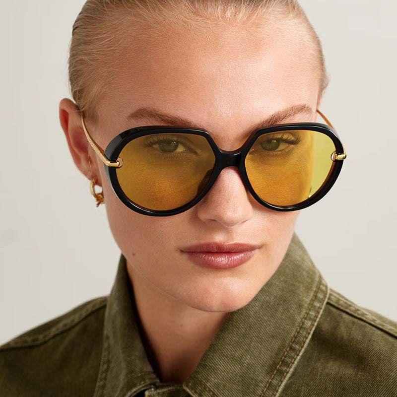 Damen Cat-Eye Sonnenbrille mit blendfreiem UV-Schutz und luxuriösem Metallrahmen Karnz