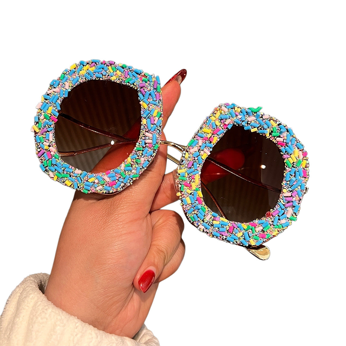 Damen Fashion-Sonnenbrille mit kreativen Strukturen und bunten Akzenten Karnz