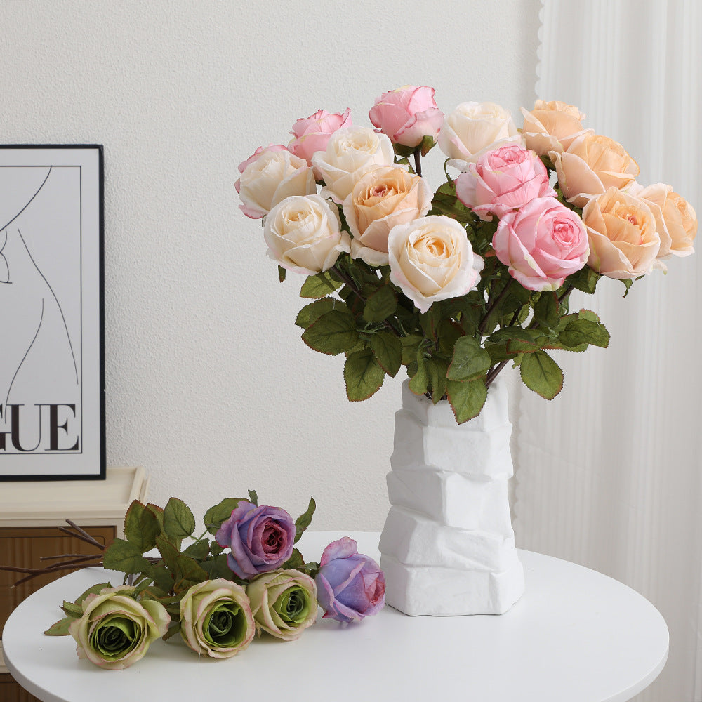 Künstliche Seidenrose mit filigranen Blüten Karnz