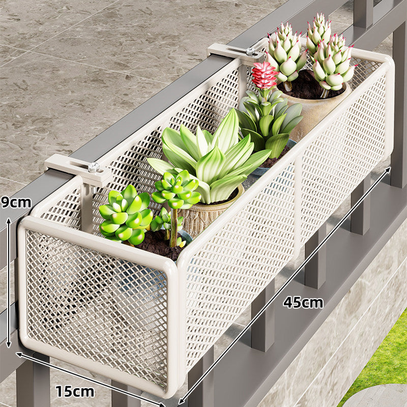 Mesh-Balkon-Hängepflanzenkasten mit Klemmhalterung und Entwässerung