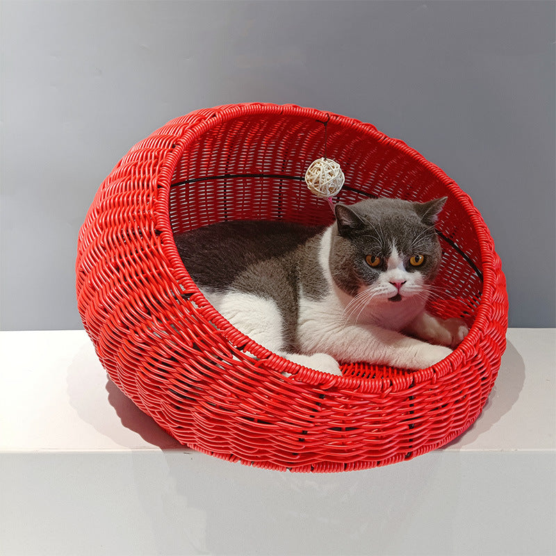 Gemütliches Katzenbett aus geflochtenem Naturmaterial Karnz