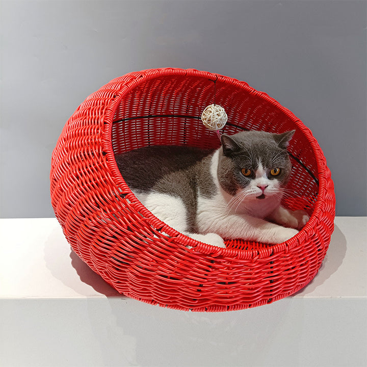 Gemütliches Katzenbett aus geflochtenem Naturmaterial Karnz