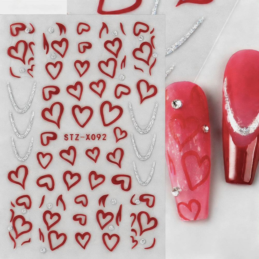 Herzförmige Nagelkunst Aufkleber