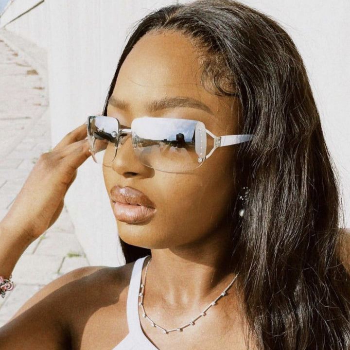 Damen futuristische, schlanke Shield-Sonnenbrille Karnz