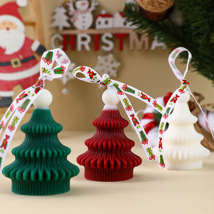 Handgegossene Weihnachtsbaum-Ornament Sojawachs-Kerze mit Dekoband und Geschenkschachtel