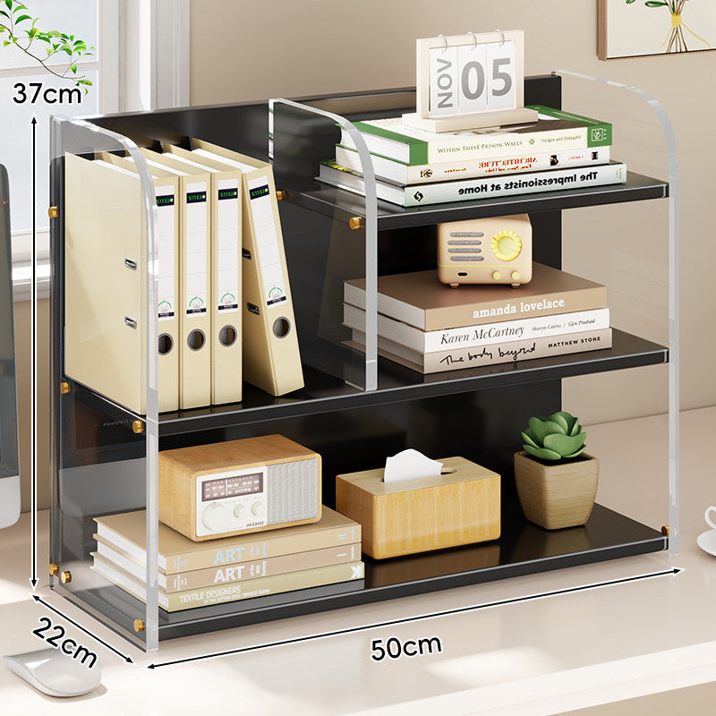Gekrümmtes Acrylpanel Dual-Compartment Schreibtisch Buch- und Dokumentenorganisator