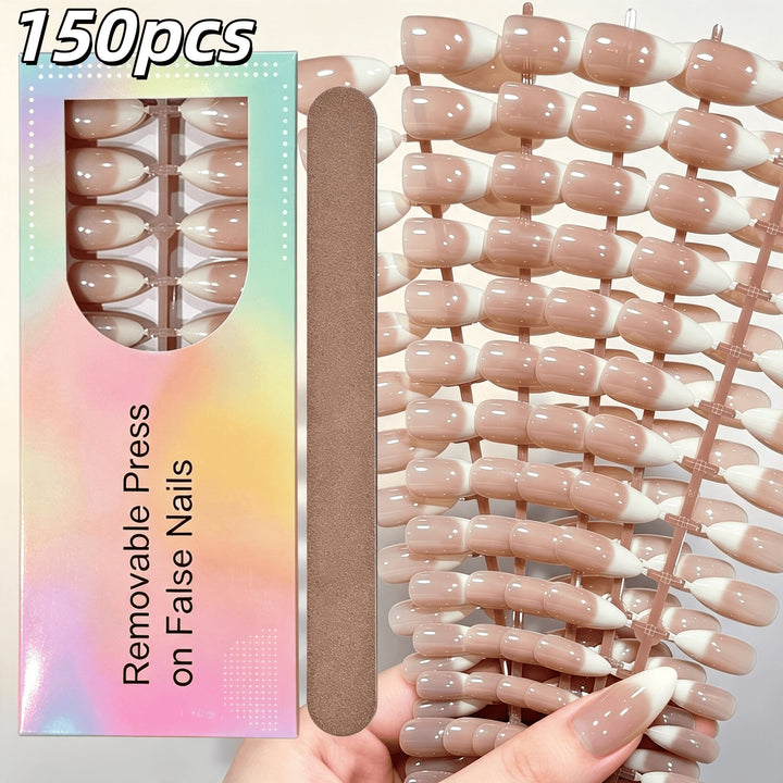 Entfernbares Press-On-Nagelset mit französischem Spitzen Design Karnz