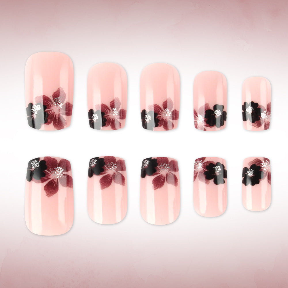Elegante florale Acryl-Press-On-Nägel Karnz