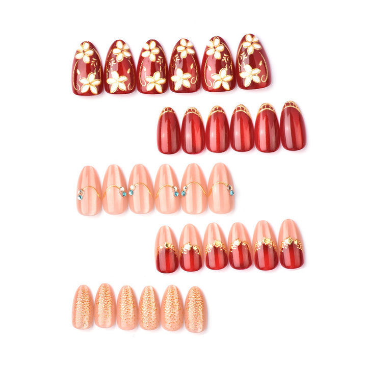 Elegantes florales dekoratives Presse-on-Nagelkunstset