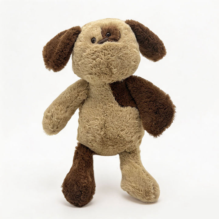 Plüsch Patchwork Welpe Kuschelpuppe mit schlaffen Gliedern & gemischtem Textur Kunstfell Karnz