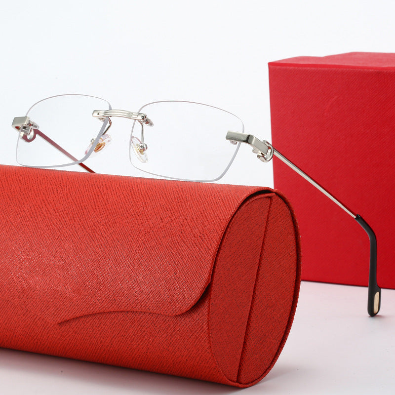 Damen modische rechteckige Sonnenbrille mit filigranem Metallrahmen Karnz