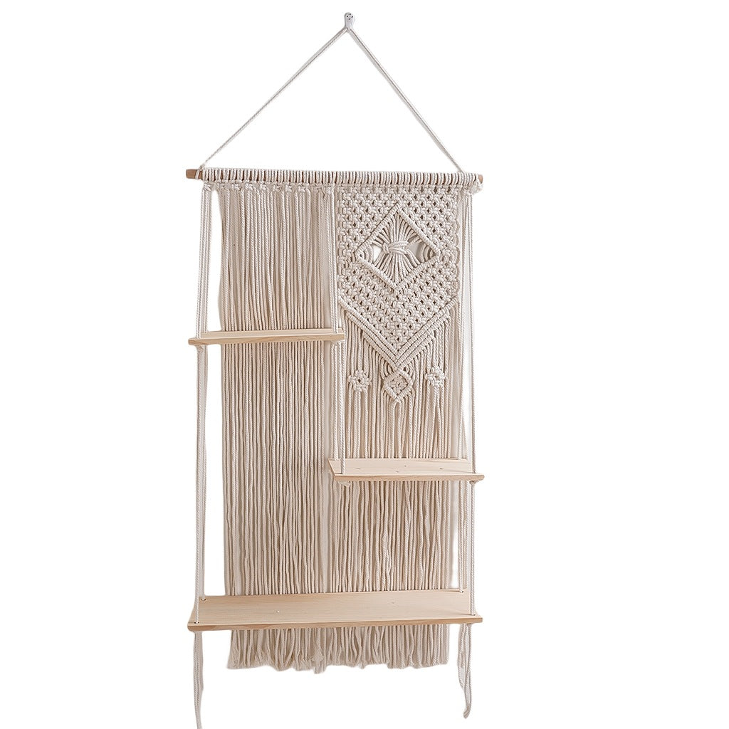 Macramé Wandregal-Organizer mit künstlerischem Design Karnz