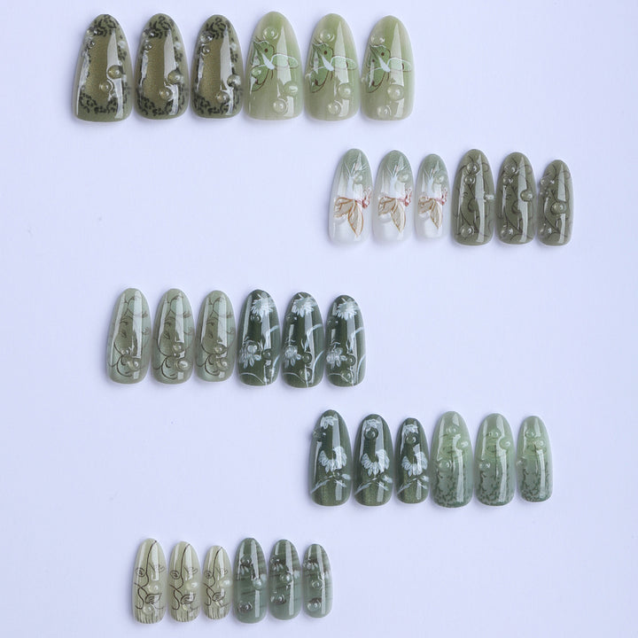 Kunstfingernägel mit Handgemachten Naturmotiven Karnz