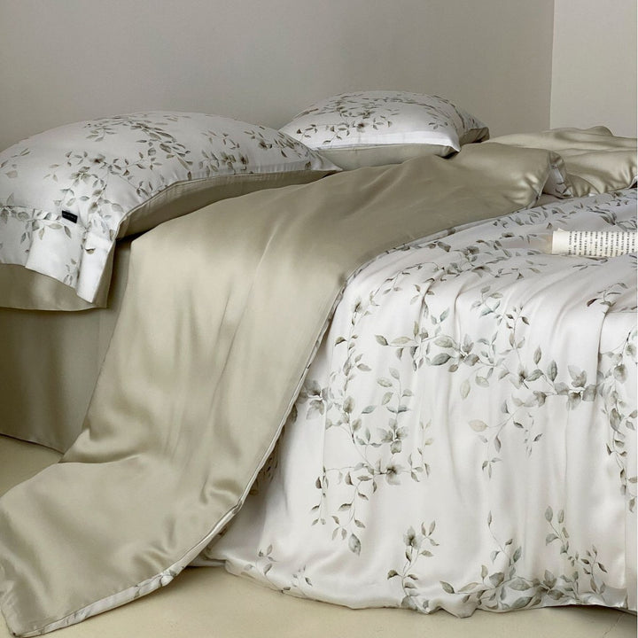 Bettwäsche-Garnitur aus Baumwollsatin mit floralem Vintage-Print