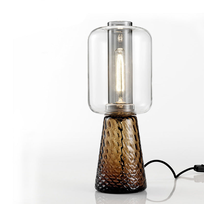 Glas Tischlampe mit strukturiertem Fuß