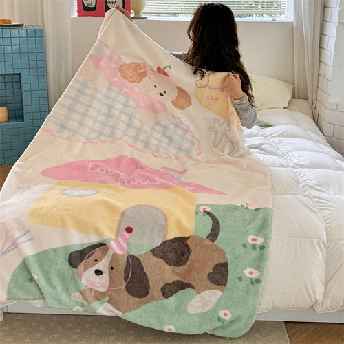 Umkehrbare Plüsch Sherpa Wurfdecke mit Cartoon-Katzen-Design