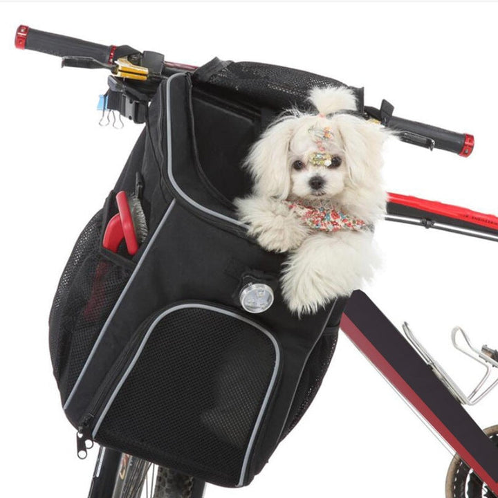 Vorne montierte Haustiertrage Fahrrad-Tasche mit sicherer Leine Atmungsaktives Mesh Gepolsterter Boden Reflektierender Rand Karnz