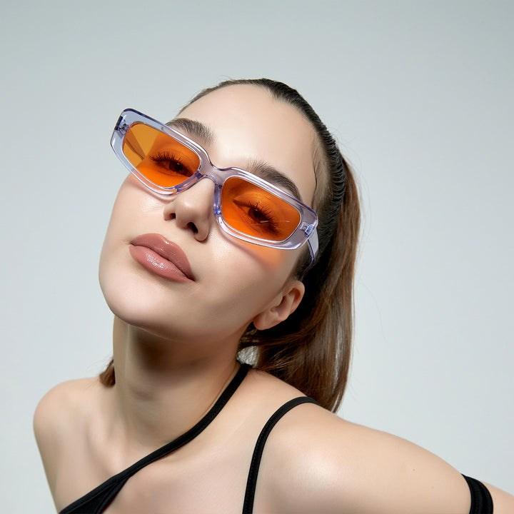 Damen modische quadratische Sonnenbrille mit modernem hochglänzendem Kunststoffrahmen Karnz