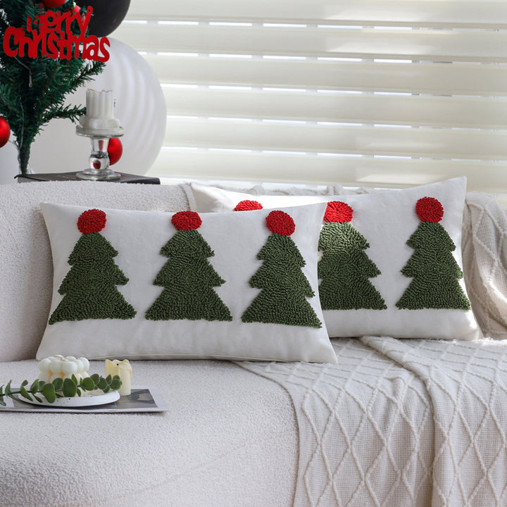 Rechteckiger dekorativer Kissenbezug mit tufted Tannenbaum-Applikation Karnz