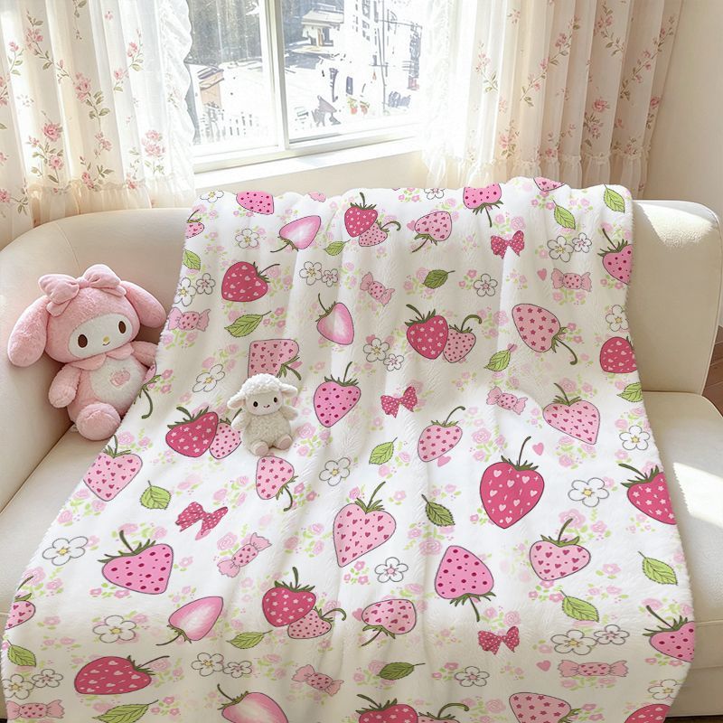 Erdbeer-Themen Kuschelfleece-Decke