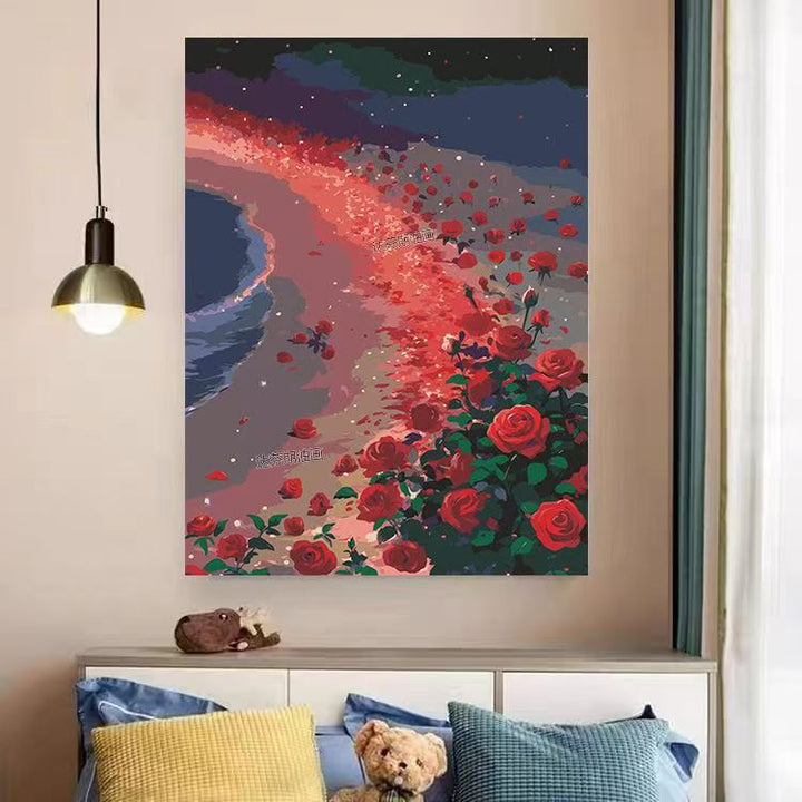 Herz- und Blumenwirbel Leinwandkunstwerk Karnz