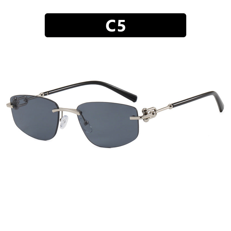 Damen elegante Halbgestell-Brille mit luxuriösem Metallrahmen und transparenten Gläsern Karnz