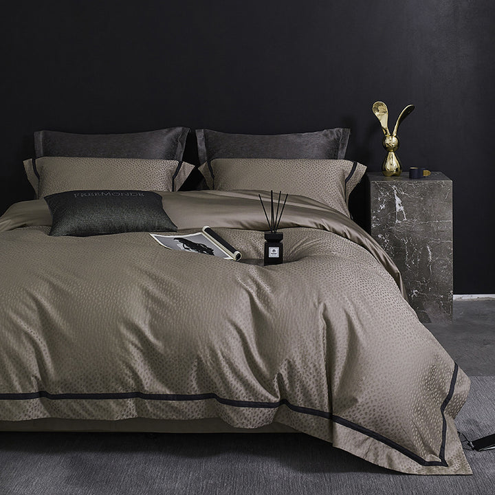 Luxuriöses Satin-Bettwäsche-Set mit Jacquard-Blumenmuster und verdecktem Reißverschluss