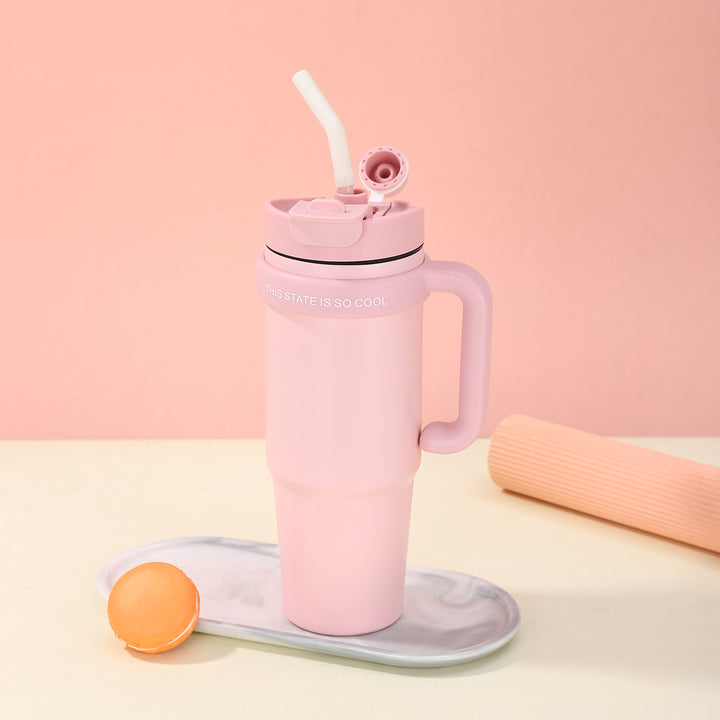 Unisex Trinkbecher mit integriertem Strohhalm Karnz