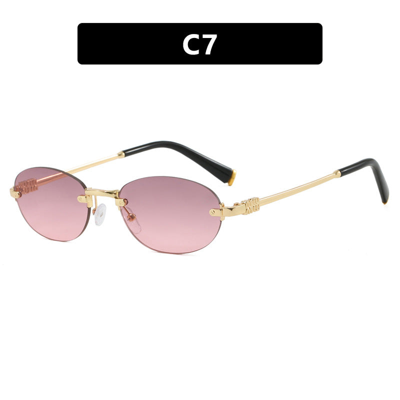 Damen modische Sonnenbrille mit ovalem Rahmen und edlen Akzenten Karnz